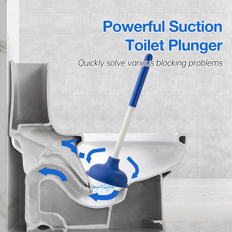 18.5 Toilet Brush Set in White/Blue CLEANHOME