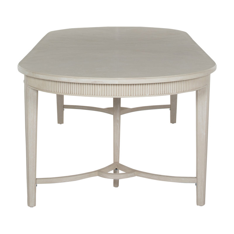 Cerused White Oval Extendable Wood Dining Table