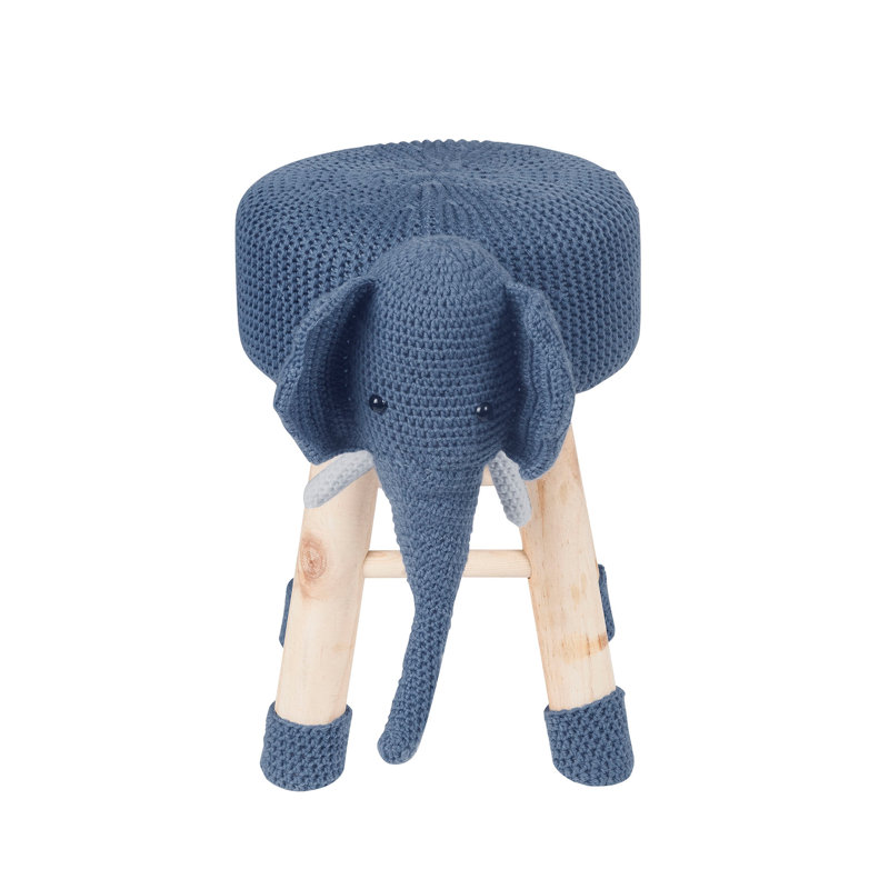 Repose-pieds rembourré avec pieds en bois de pin massif bleu marine pour animaux