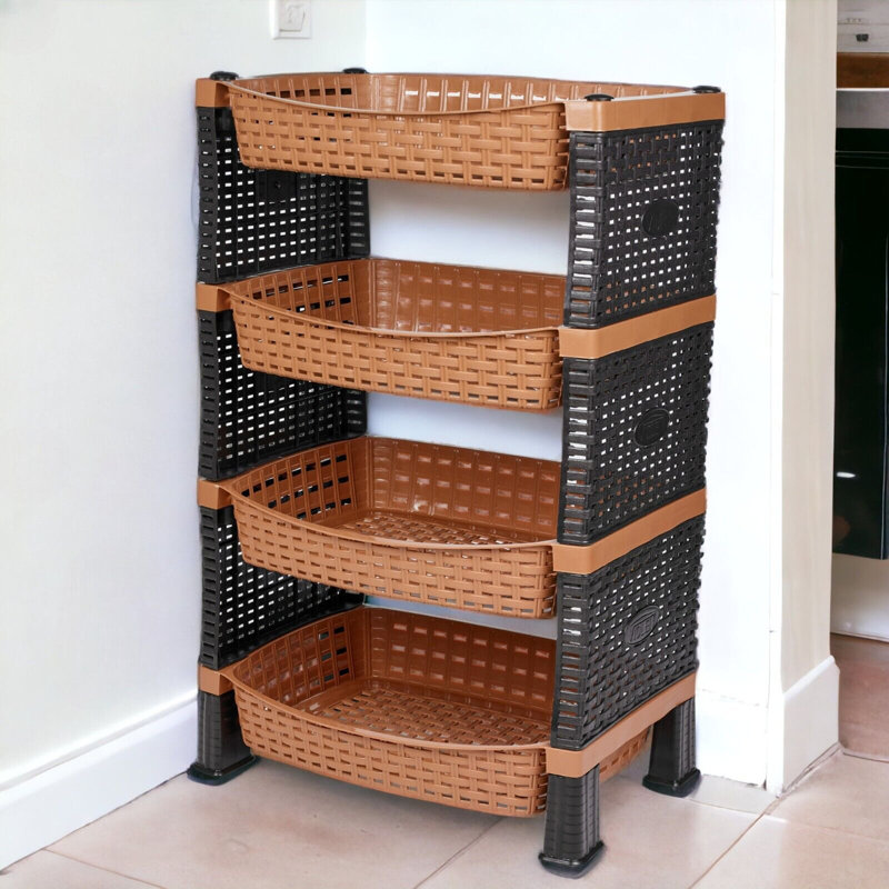 Alexande 41cm W Plastic Storage Rack, Black/Brown