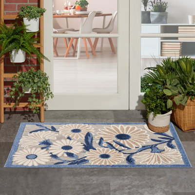Alayia Aloha Floral Blue/Grey Indoor/Outdoor Area Rug