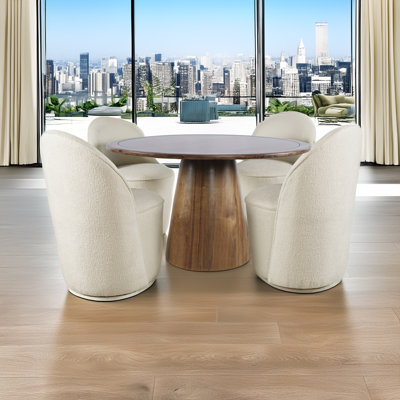 Ensemble de salle à manger de style moderne Mid-Century avec chaises pivotantes rembourrées Hollomon