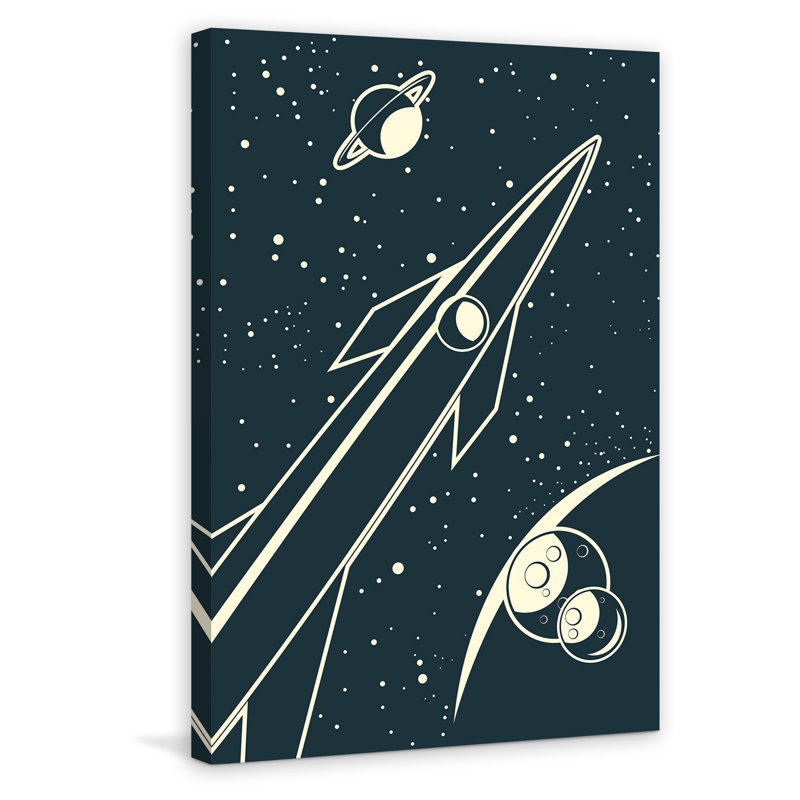 Deep Space Rocket Graphic Art Canvas Print