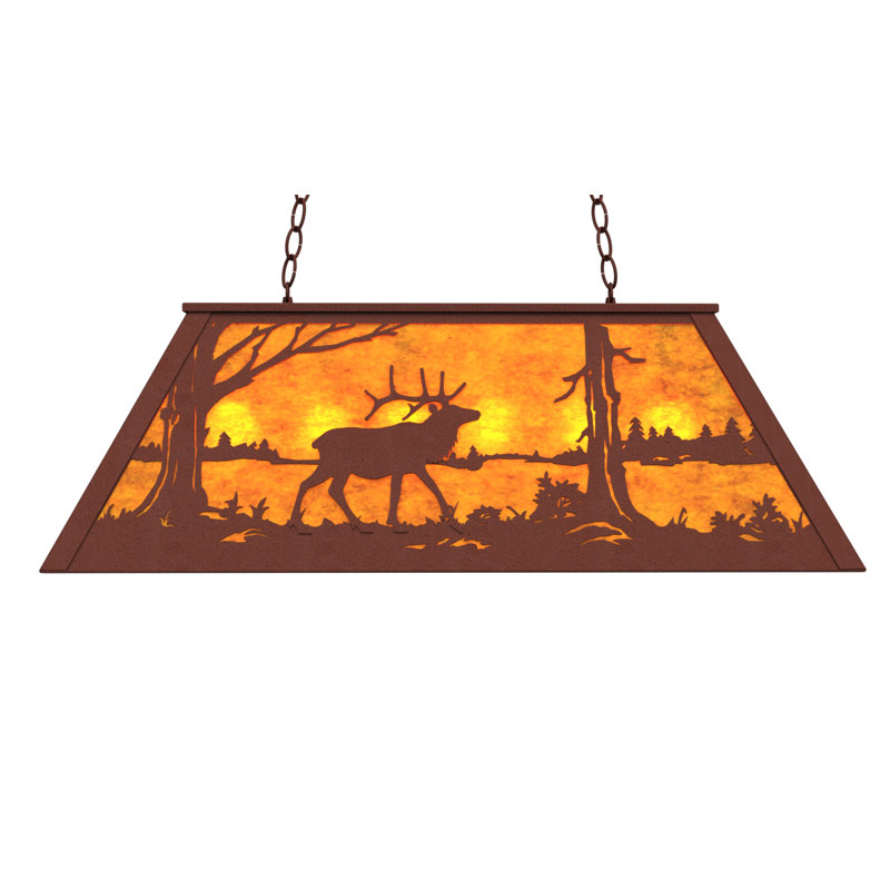 6 - Light Pendant, Rust, 43" H x 33" W x 17" D, Amber Mica