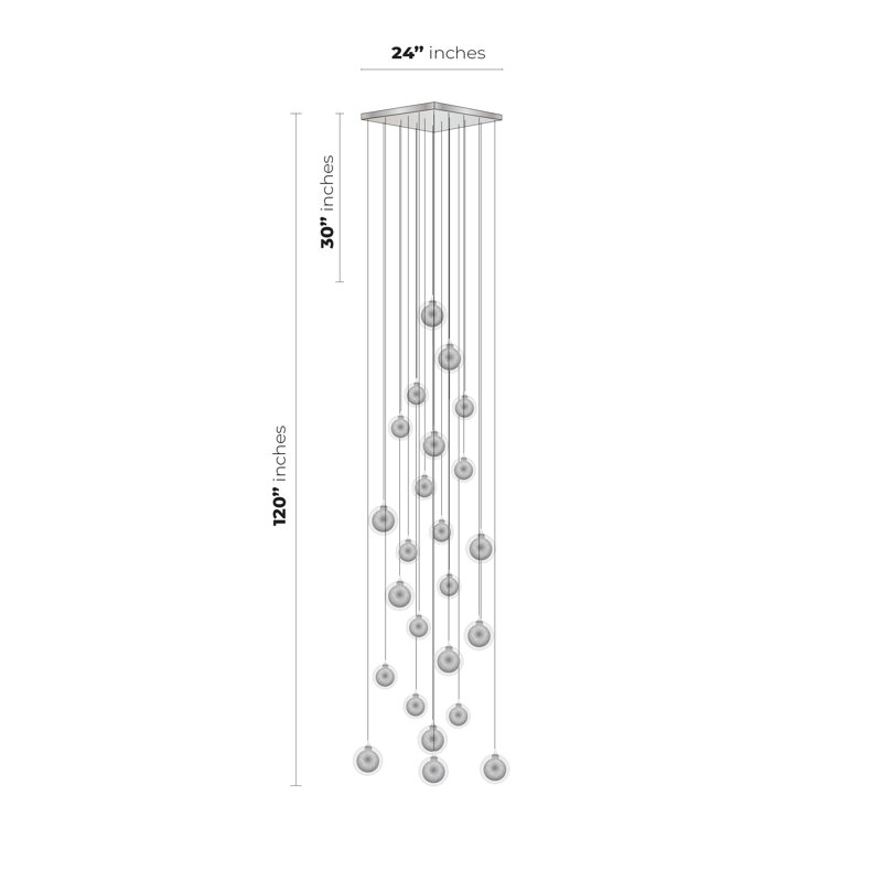Reflection Twigs 24 - Light Pendant, Black, Clear/Honey, 120" H x 24" W x 24" D