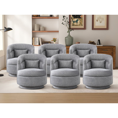 29" Wide Minimalist Super Soft Swivel Barrel Chair With Pillow
