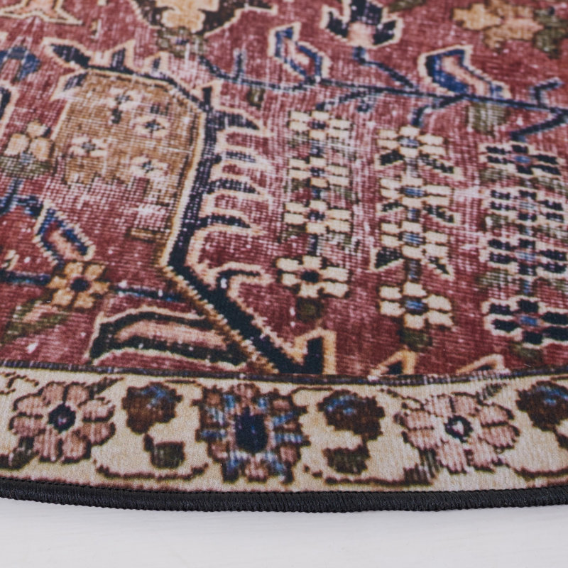 Adon Oriental Red/Beige/Black Area Rug, Rectangle 8' x 10'