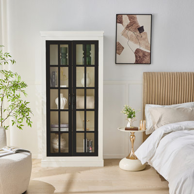 Rustic Style Display Cabinet With Glass Doors – Tall Curio Cabinet For Collectibles, Figures And Trophies by Lark Manor