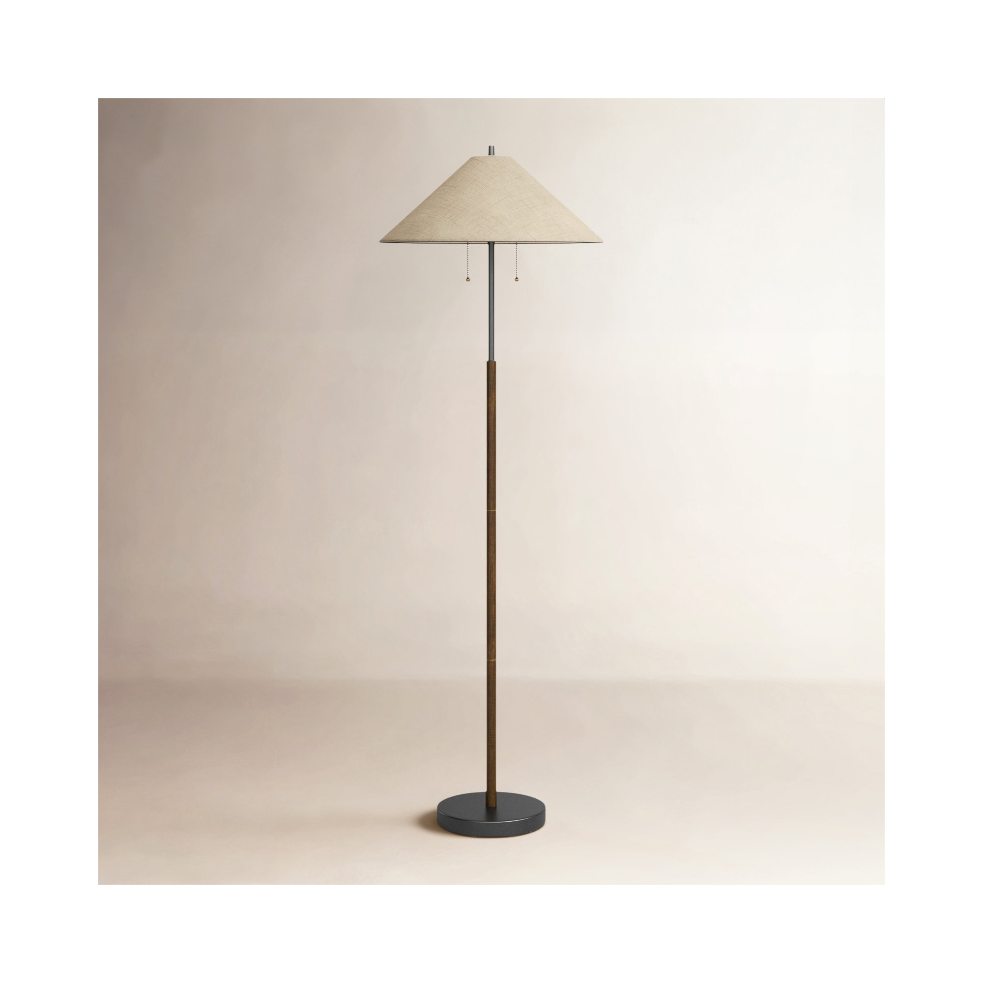 Florina 62'' Floor Lamp, Black, Light Brown