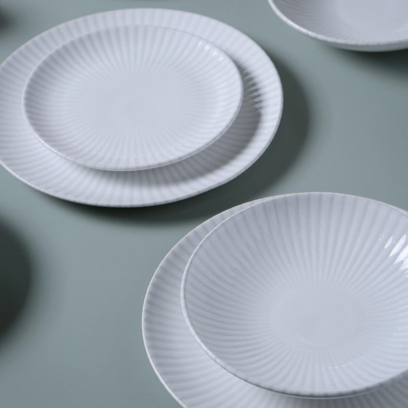 White Ceramic Coffee Cups and Saucers Set of 6
