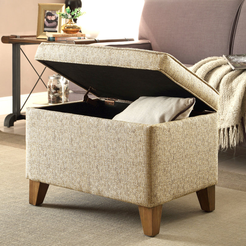 Murwah Storage Ottoman, Textured Tan Acrylic