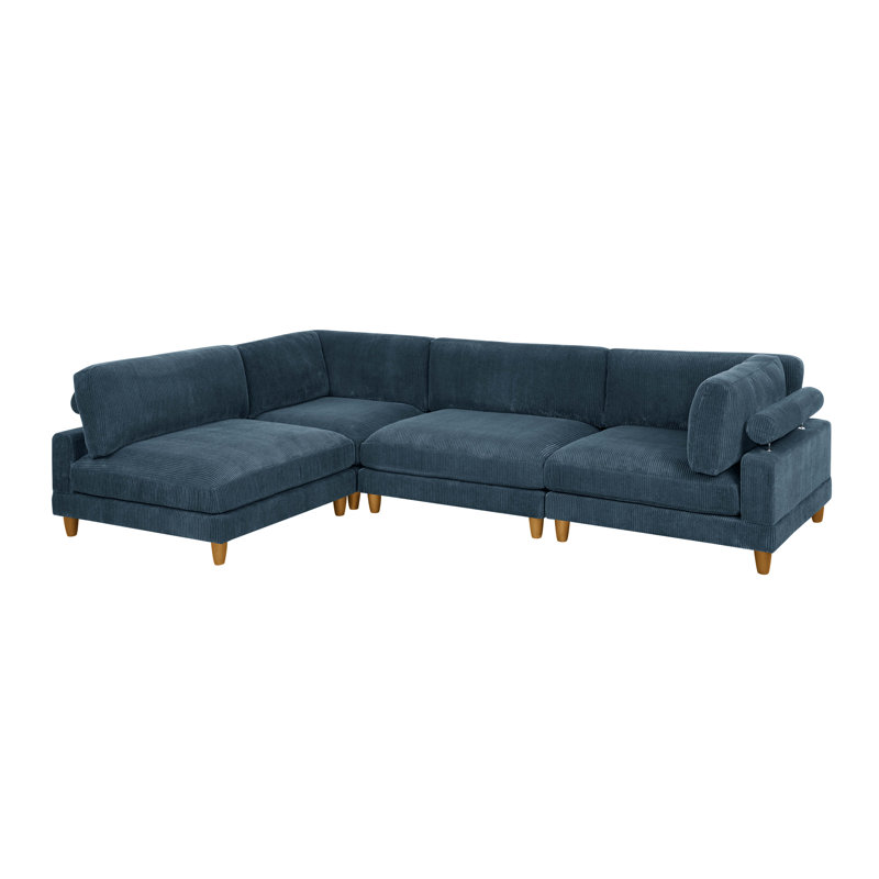 Corduroy Sectional Reversible, Blue Corduroy