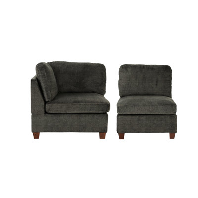 Gray Modular 2Pc , Chenille Fabric Seats For Living Area In Gray, Seating Primary With Cozy Seat