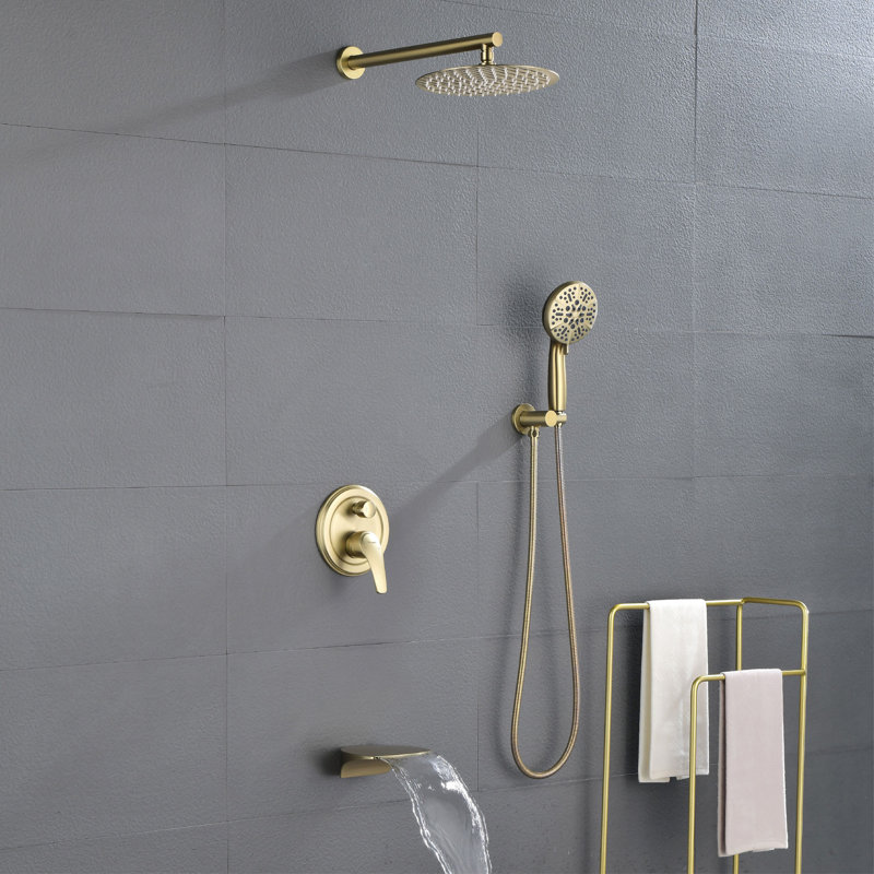 All-In-One Kit with Rough in-Valve, Brushed Gold