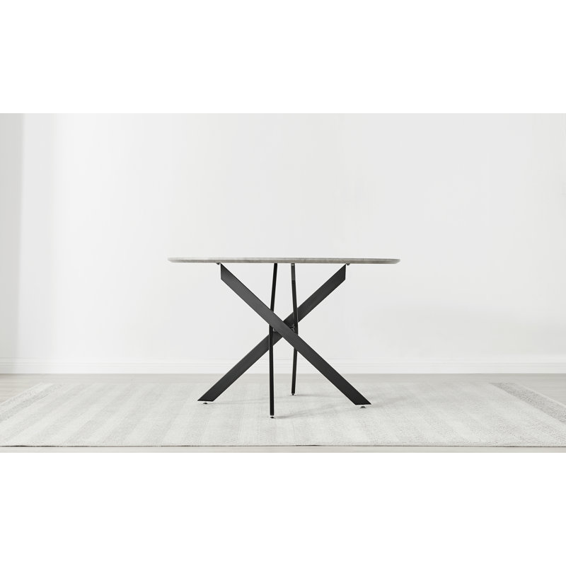 4 - Person Dining Set, 75 x 120 x 120cm, Black, Mustard/Black