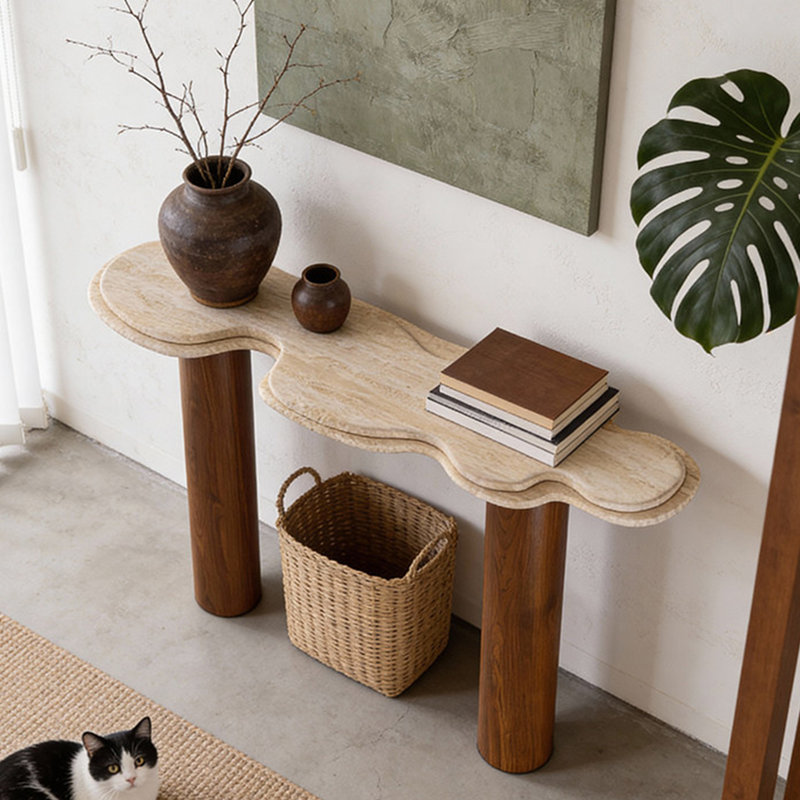 Table d'entrée rétro de style français, 33.46" H x 55.11" W x 15.75" D