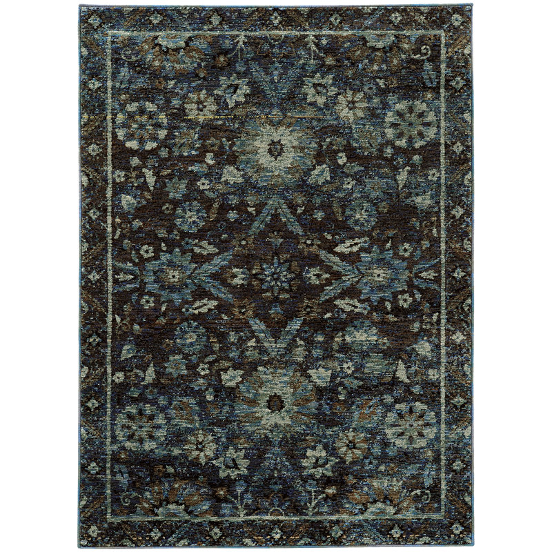 Tapis oriental bleu Tuma, Rectangle 10 pi x 13 pi 2 po