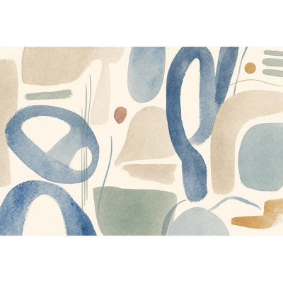 Watercolor Texture Wallpaper Organic Abstract Blue Brushstroke Wall Mural