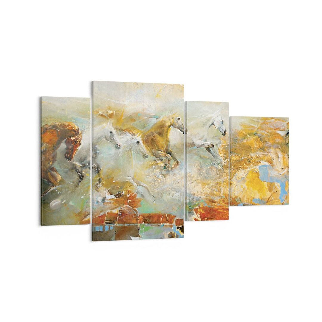 4-tlg. Leinwandbilder-Set Horses Gallop Modern