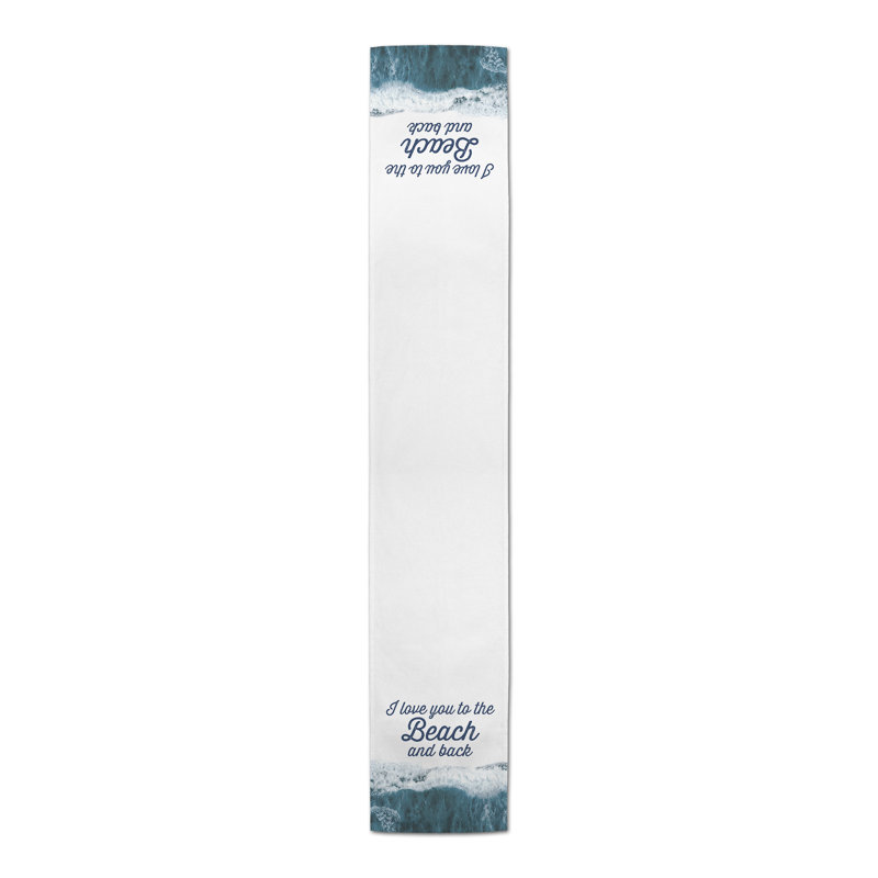 Wave Beach And Back Coral Table Runner, 72" x 16", 1, Navy