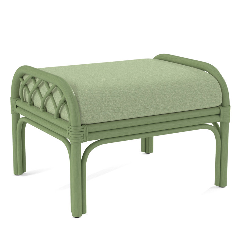 Edgewater Ottoman, Celery, White Performance Fabric; 0851-94