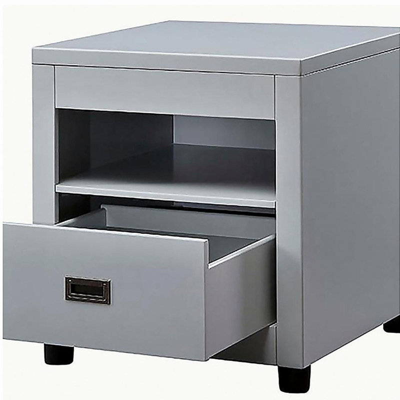 Dove gray storage side table
