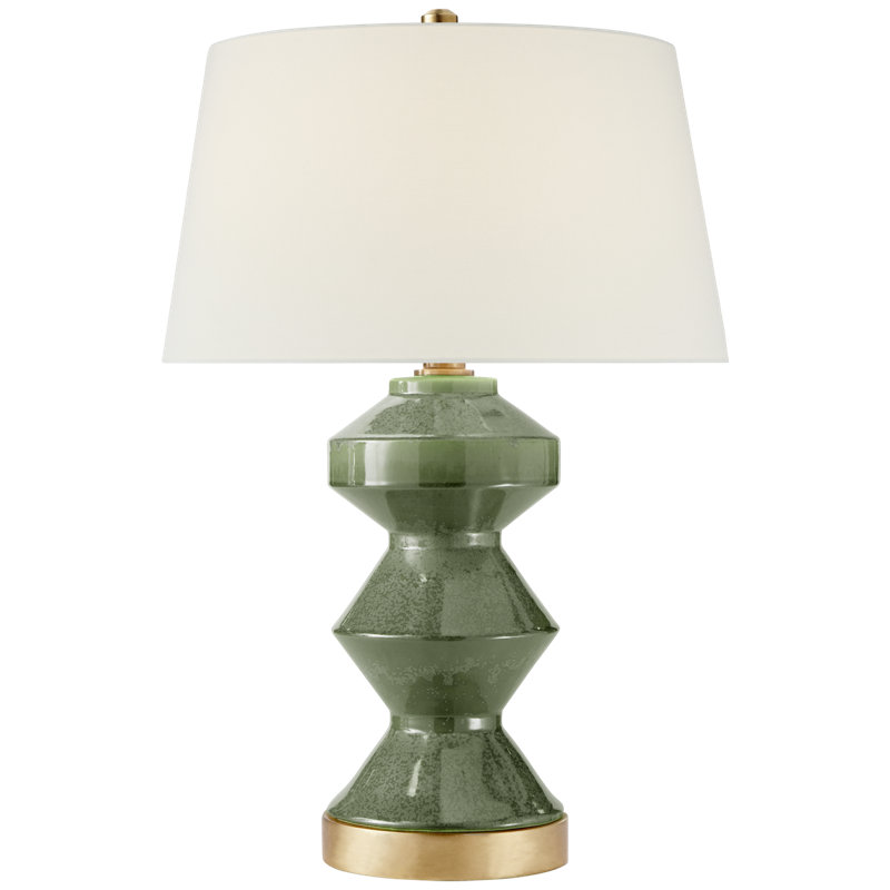 Chapman & Myers Weller Zig-Zag Table Lamp, Shellish Kiwi, Fabric