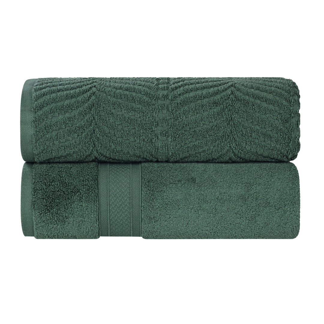 Telemanus Chevron Zero Twist Solid and Jacquard Cotton Bath Sheet (Set of 2) Latitude Run® 