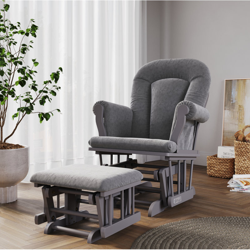 Fauteuil berçant et repose-pieds Cozy, Gris froid