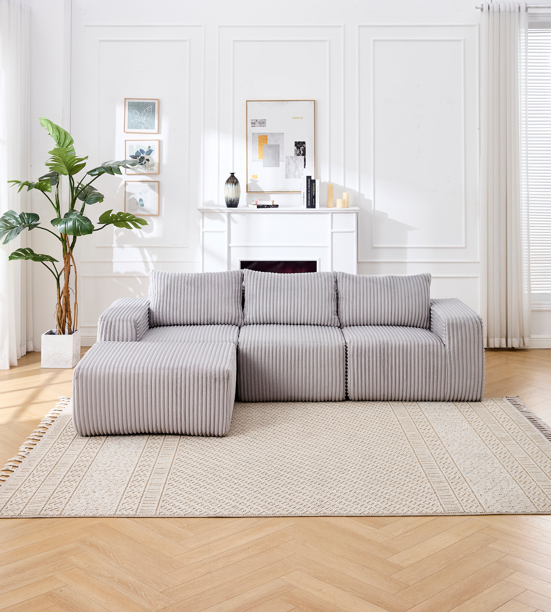 Mercer41 Modular Sectional Sofa, L-Shape Upholstered Cloud Couch | Wayfair