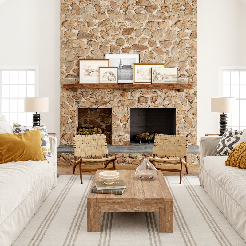 Lauren Liess Ivory and Beige Striped Wool 4' x 6' Area Rug