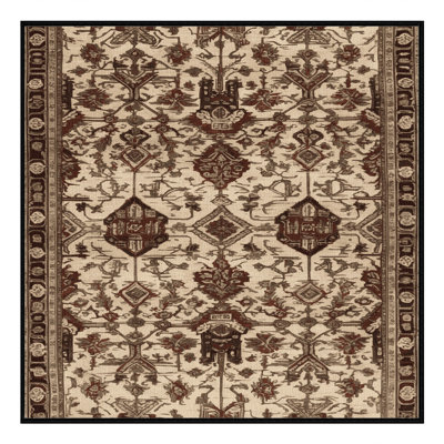 Machine Washable Art Deco Brown Area Rug