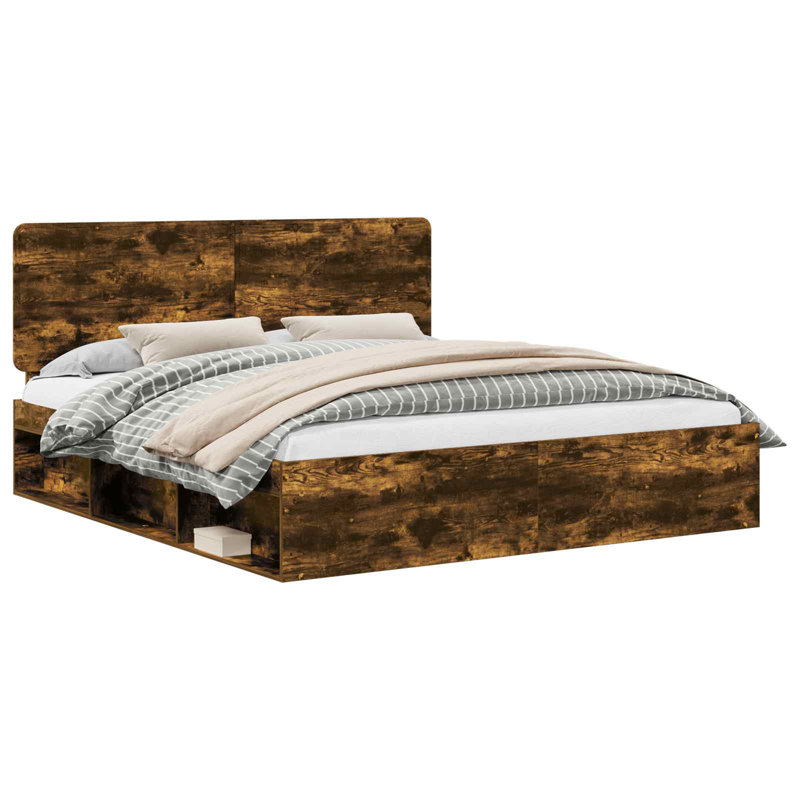 Solid Wood Bed, Smoked Oak, Super King (6')
