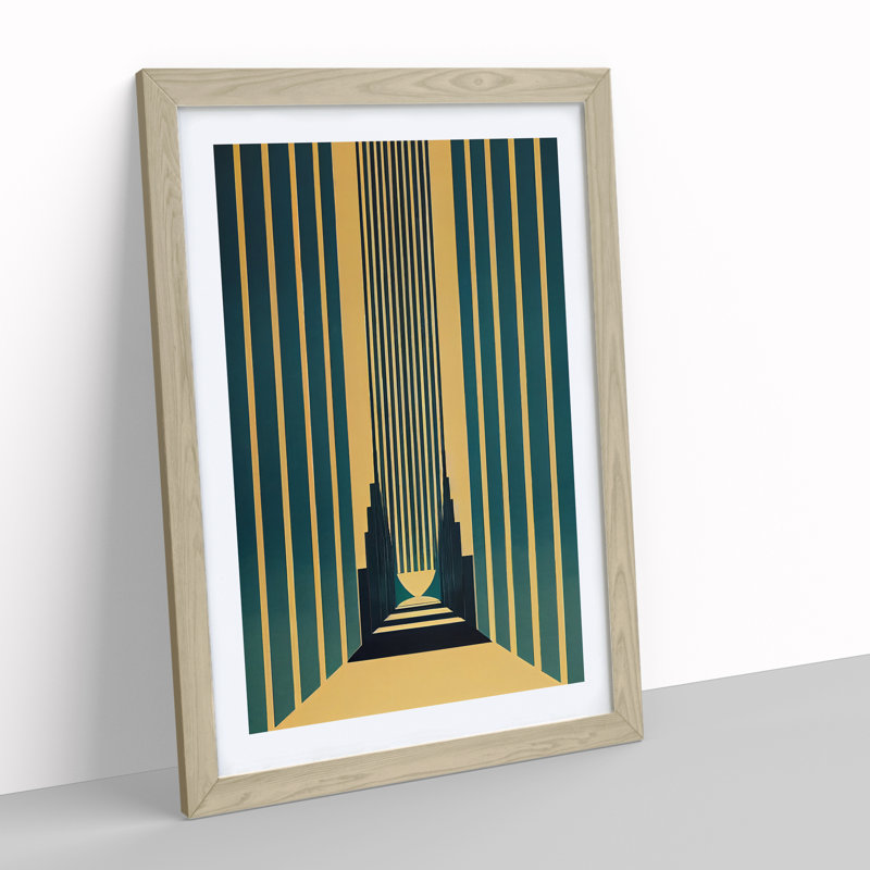 Art Deco Architecture No.1 Skyscraper - Single Picture Frame Print, 34cm H x 25cm W x 2cm D, Oak Framed