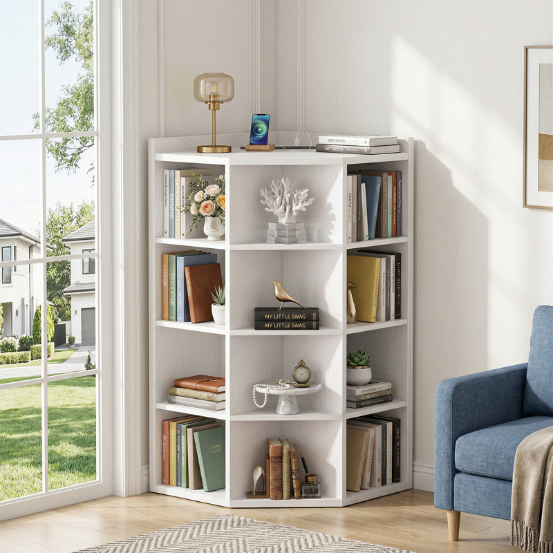 Bibliothèque moderne, bibliothèque de rangement, H 43,9 po, Blanc