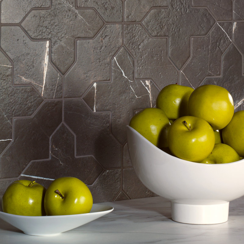 Istanbul Templar Shield With Cross 8-3/8 In. X 8-3/8 In. Porcelain Floor And Wall Tile Kit, Black/Beige