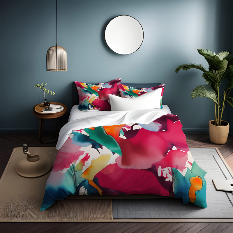 Polyester Abstract Duvet Cover, King Duvet Cover + 2 King Shams