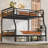 Full XL Over Queen Metal Bunk Bed, Industrial Detachable Bunkbeds With Safety Guard Rails For Teens, Black