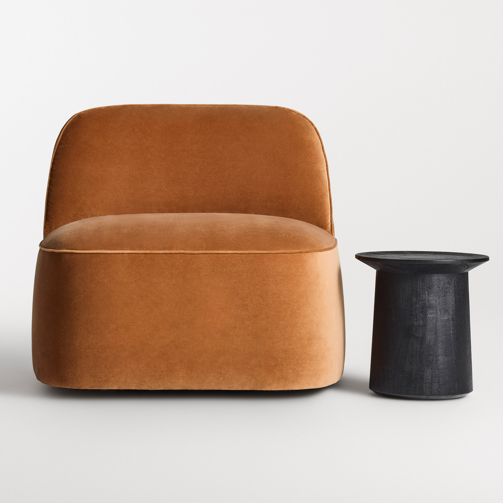Looksee Upholstered Swivel Side Chair, Copper Velvet