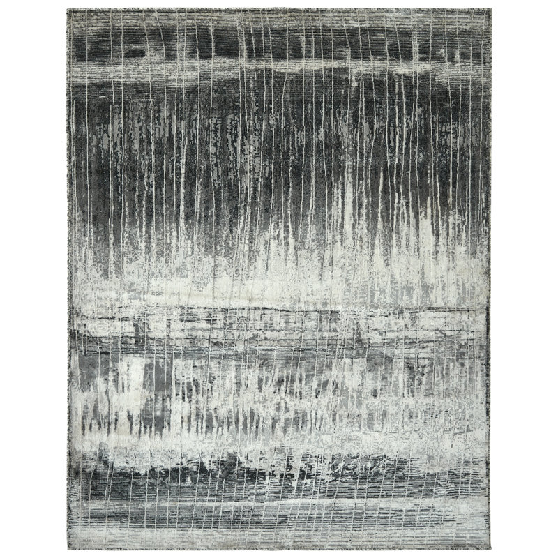 Strato Abstract Arctic Shadows Gray/White Area Rug, Rectangle 8 pi 6 po x 11 pi 6 po