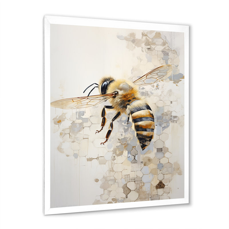 Minimalisme «Buzzing Bee II» sur toile, 32" H x 16" W x 1" D, Cadre photo blanc