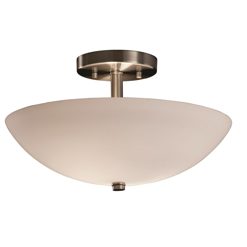 Ishilde Artisan Glass LED Semi Flush Mount, Opal, Brushed Nickel