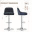 Tabourets de bar pivotants réglables améliorés - Tabourets de comptoir rembourrés en similicuir et en tissu avec base chromée pour îlot de cuisine, bar-1894463233