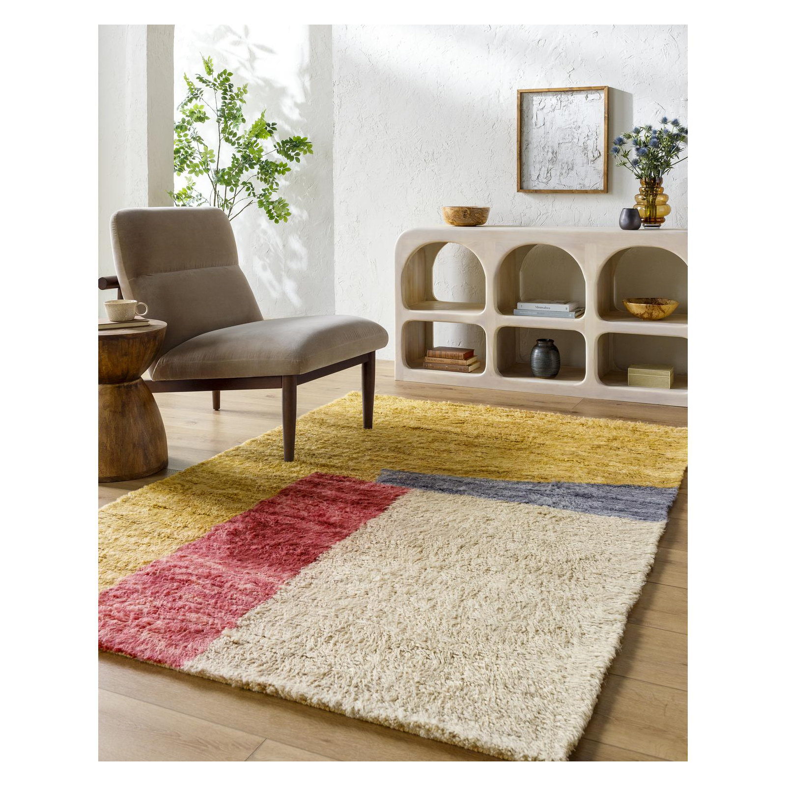 Tura Hand Tufted Wool Tan Rug, Rectangle 8' x 10'