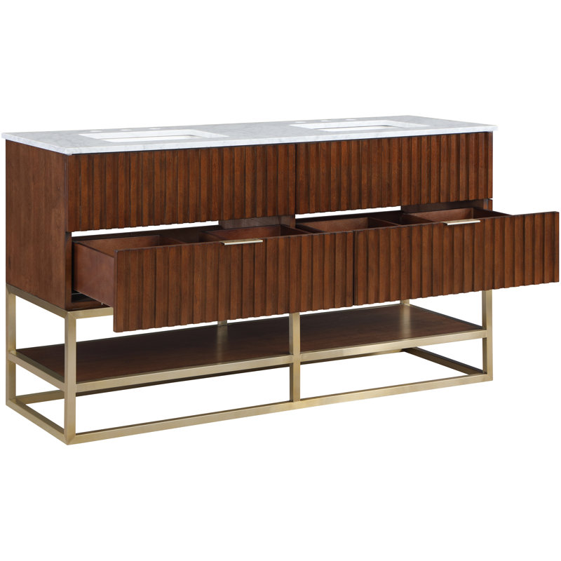 Ensemble de meuble-lavabo double 60 po Kleier, Noyer