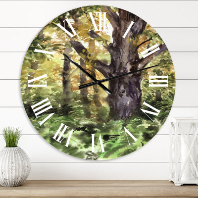 Large Tree In Autumn Forest - Lake House wall clock