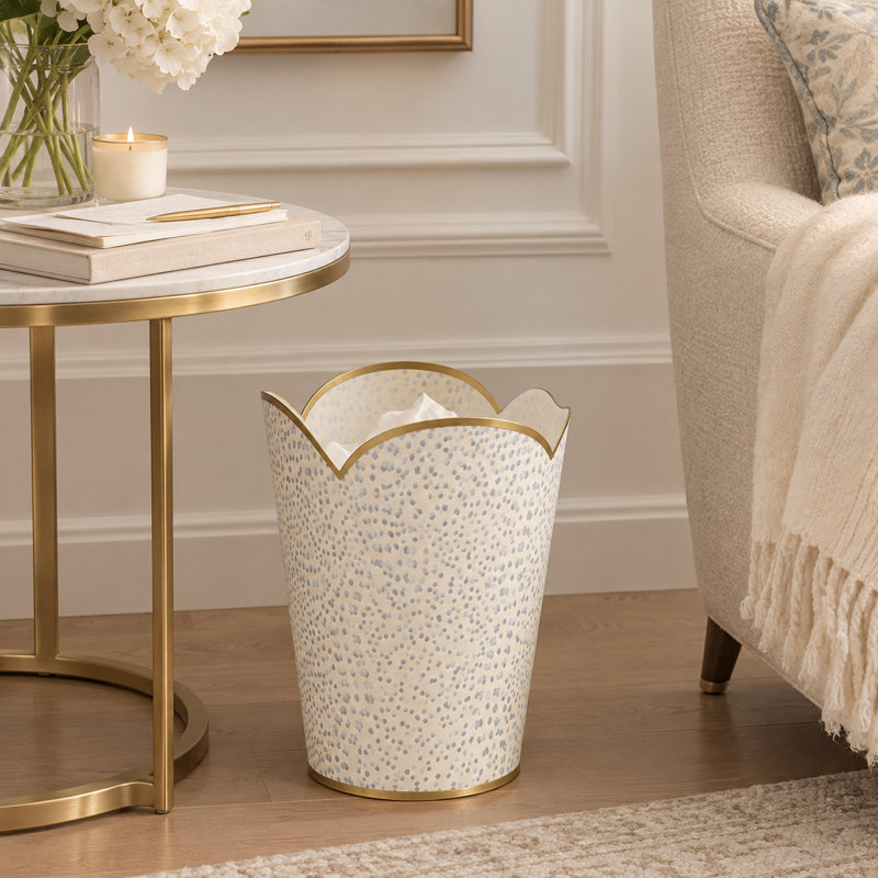 Pale Blue Polka Dot Wastepaper Basket
