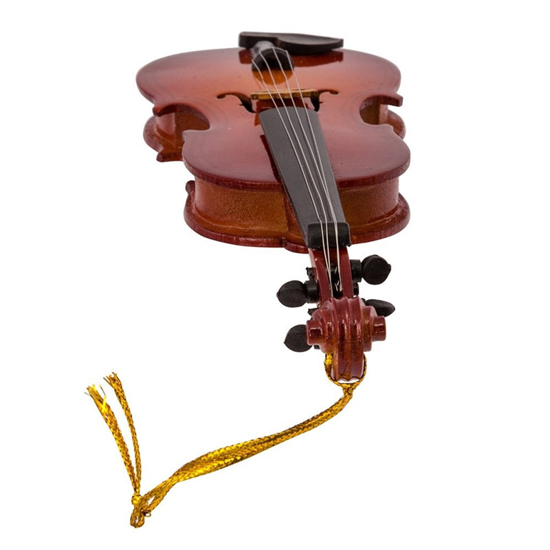 Kurt Adler 5.5" Wood Violin Ornament with Leather Case