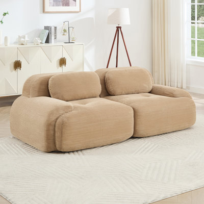 Luxury Corduroy Modular 2-Seat Sofa With Curved Armrests And Anti-Slip Design For Living Rooms, Bedrooms, And Audiovisual Rooms