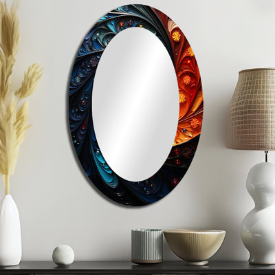 Rhythic Pulse II - Grand miroir mural ovale sur métal
